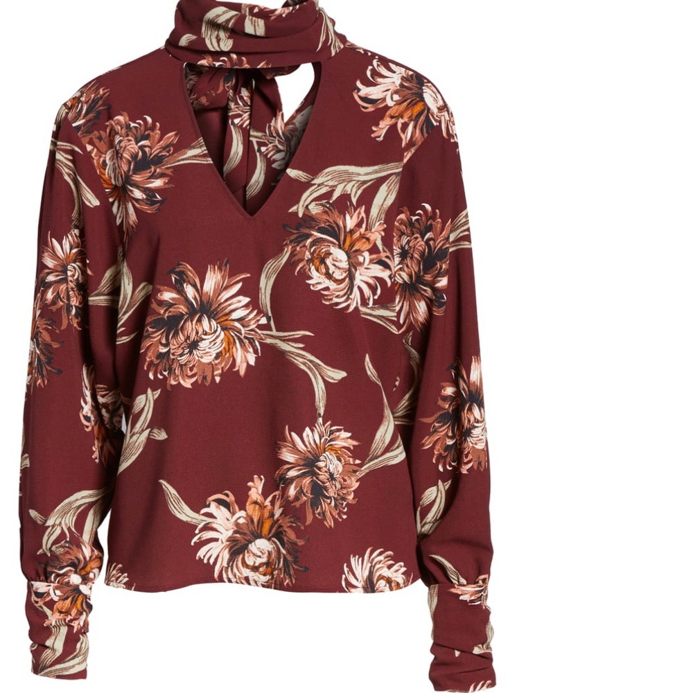 LEITH Floral Choker Blouse